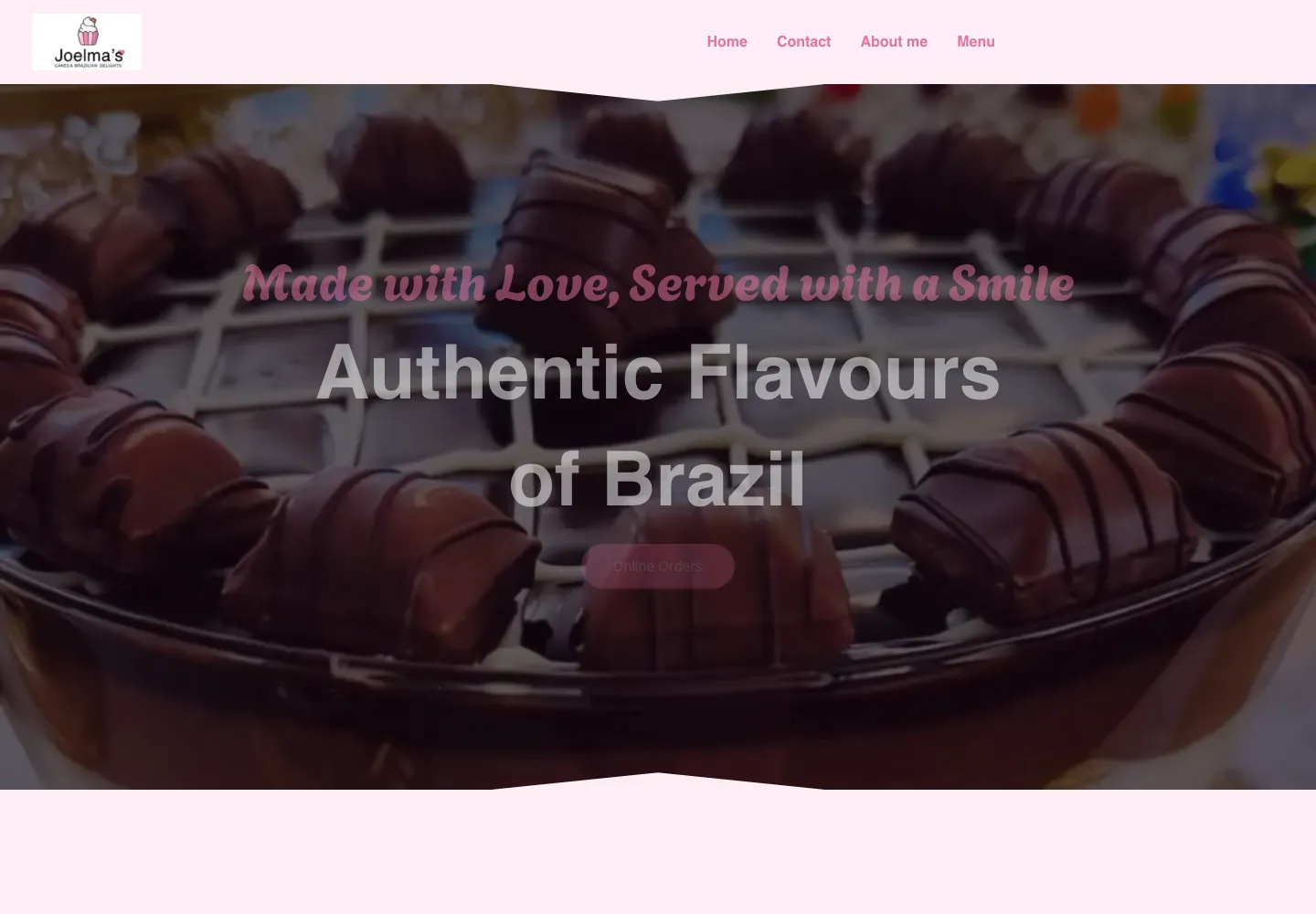 Joelma's Cakes website homepage preview